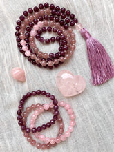 Load image into Gallery viewer, Purple Rose Quartz Mala Bracelet